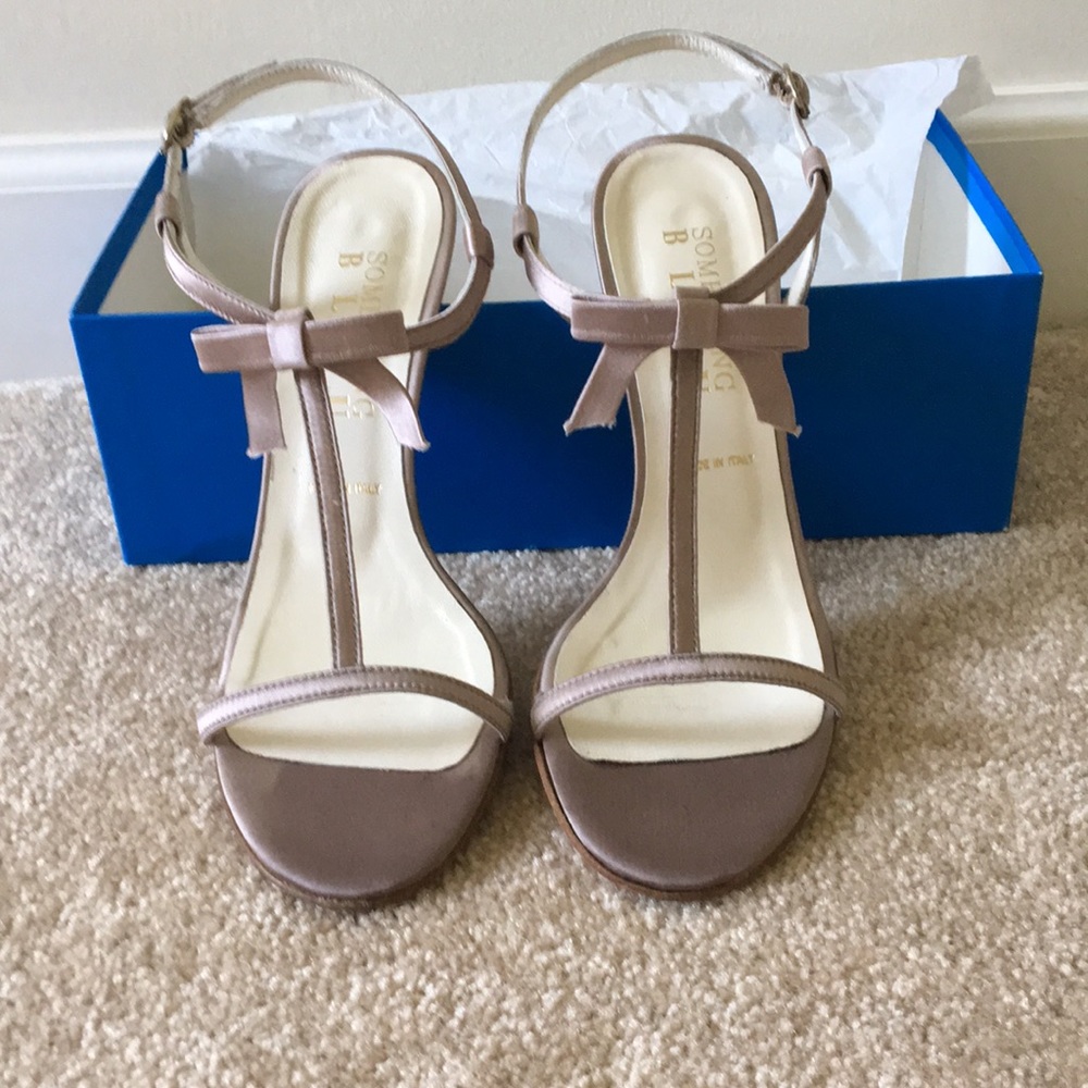 Something Bleu T-strap bow heels